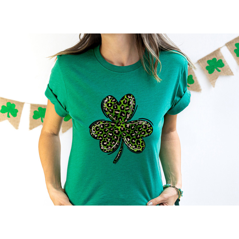 Leopard Print Shamrock Shirt, St Patricks Day Shirt, Shamrock Lucky Lips, Four Leaf Clover, Shamrock, Irish Shirt - 1.jpg