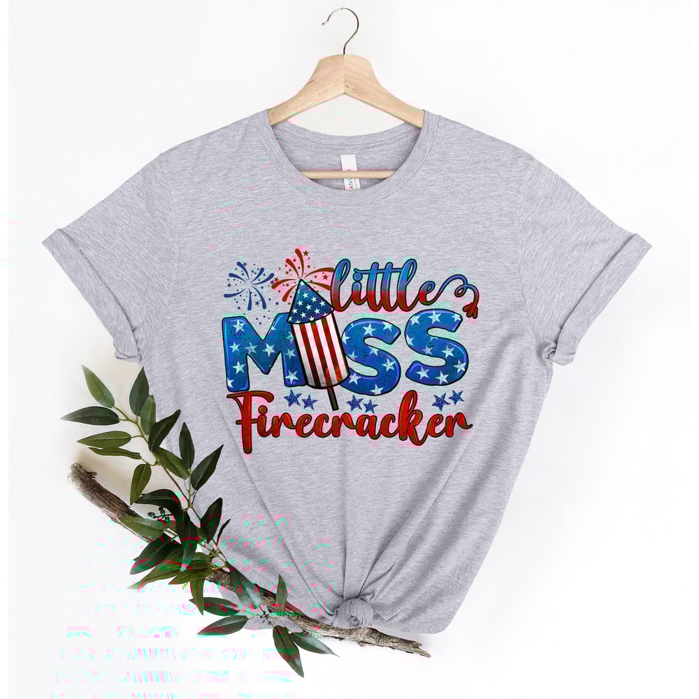 Little Miss Firecracker Shirt, 4th of July Shirt, Patriotic Shirt, Fireworks T-Shirt, American Flag Tee, Stars Shirt, 4th of July Gift - 1.jpg