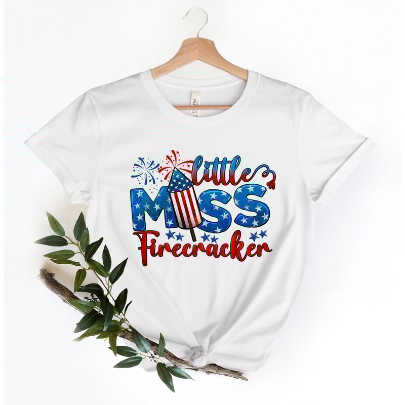 Little Miss Firecracker Shirt, 4th of July Shirt, Patriotic Shirt, Fireworks T-Shirt, American Flag Tee, Stars Shirt, 4th of July Gift - 3.jpg