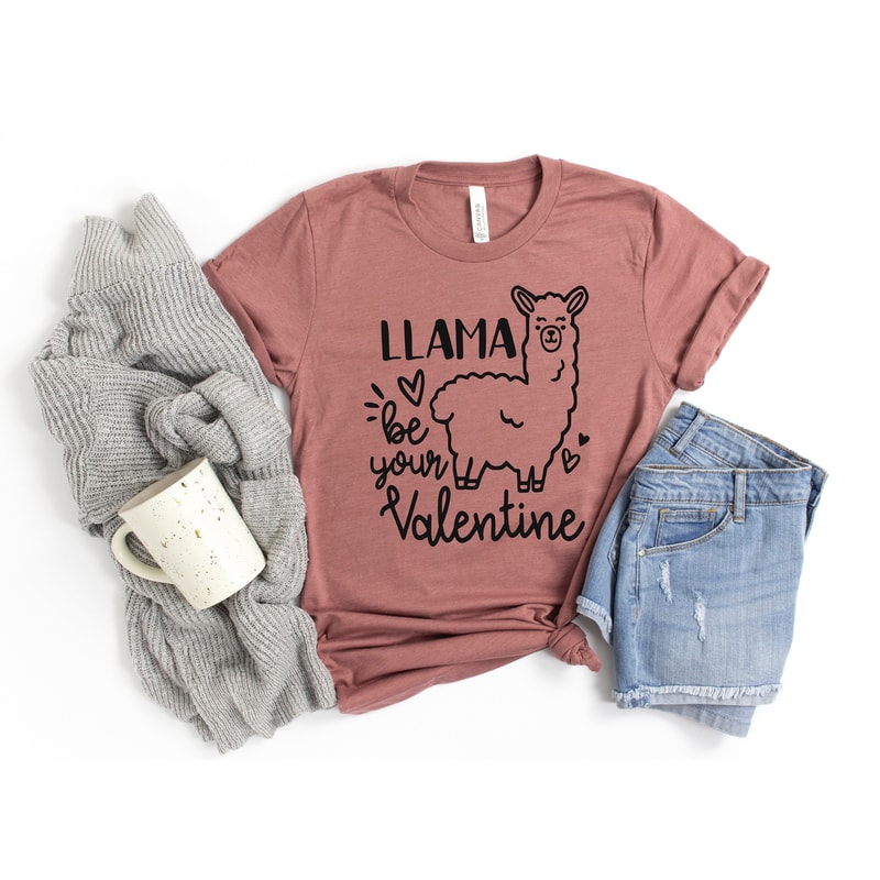Llama be your Valentine Shirt,Boyfriend and Girlfriend Gift, Couple Ideas, Matching Love Tshirt, Valentines Love Tshirt,Cute Tee,Valentines - 1.jpg