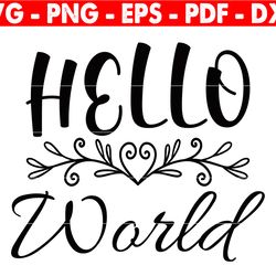 hello world svg, silhouette cut file, cricut cut file, baby shower, cake topper cut file, hello world cake topper