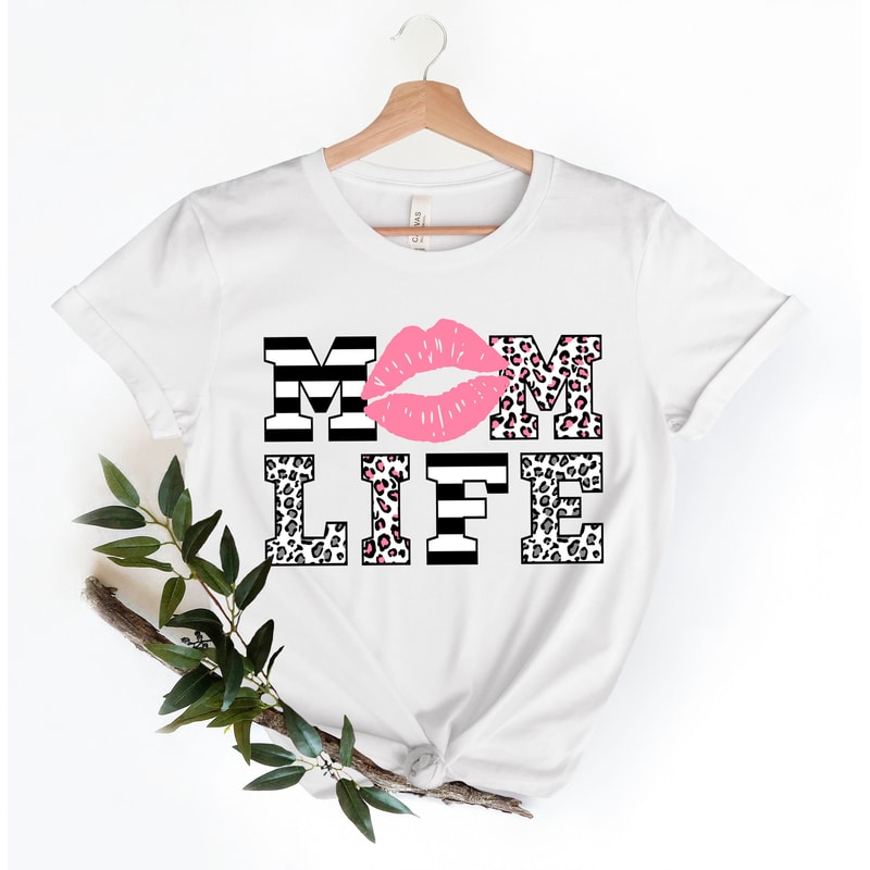 Mom Life Pink Lips Kiss Me Kissing Lips Cheetah Leopard Stripe Print Shirt,Mom Life Shirt,Mother T-Shirt,Cute Mom Gift,Mothers Day Gift - 4.jpg