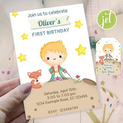le petit prince birthday invitation, birthday invitation, the little prince birthday invitation,