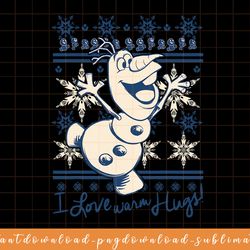disney frozen olaf i love warm hugs pattern graphic t-shirt png, sublimate, digital download