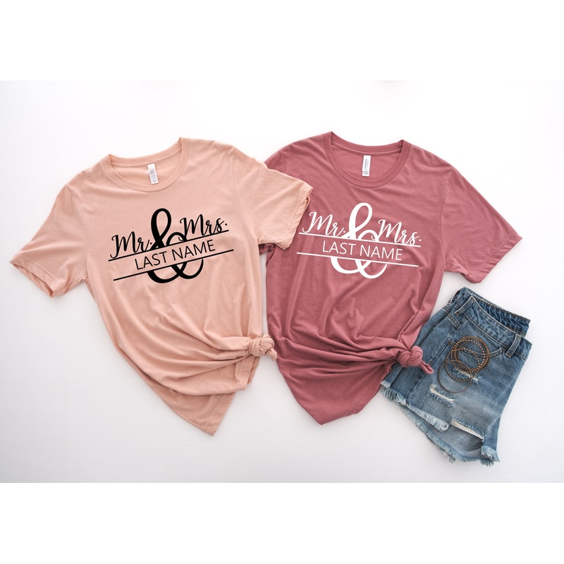 Mrs and Mr Customizable Shirt, Wedding Party Shirt, Honeymoon Shirt,Wedding Shirt,Wife and Hubs Tee, Just Married Tee, Matching Couple Shirt - 3.jpg
