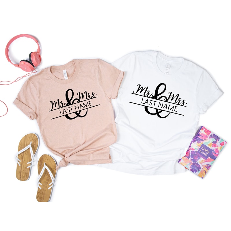Mrs and Mr Customizable Shirt, Wedding Party Shirt, Honeymoon Shirt,Wedding Shirt,Wife and Hubs Tee, Just Married Tee, Matching Couple Shirt - 4.jpg