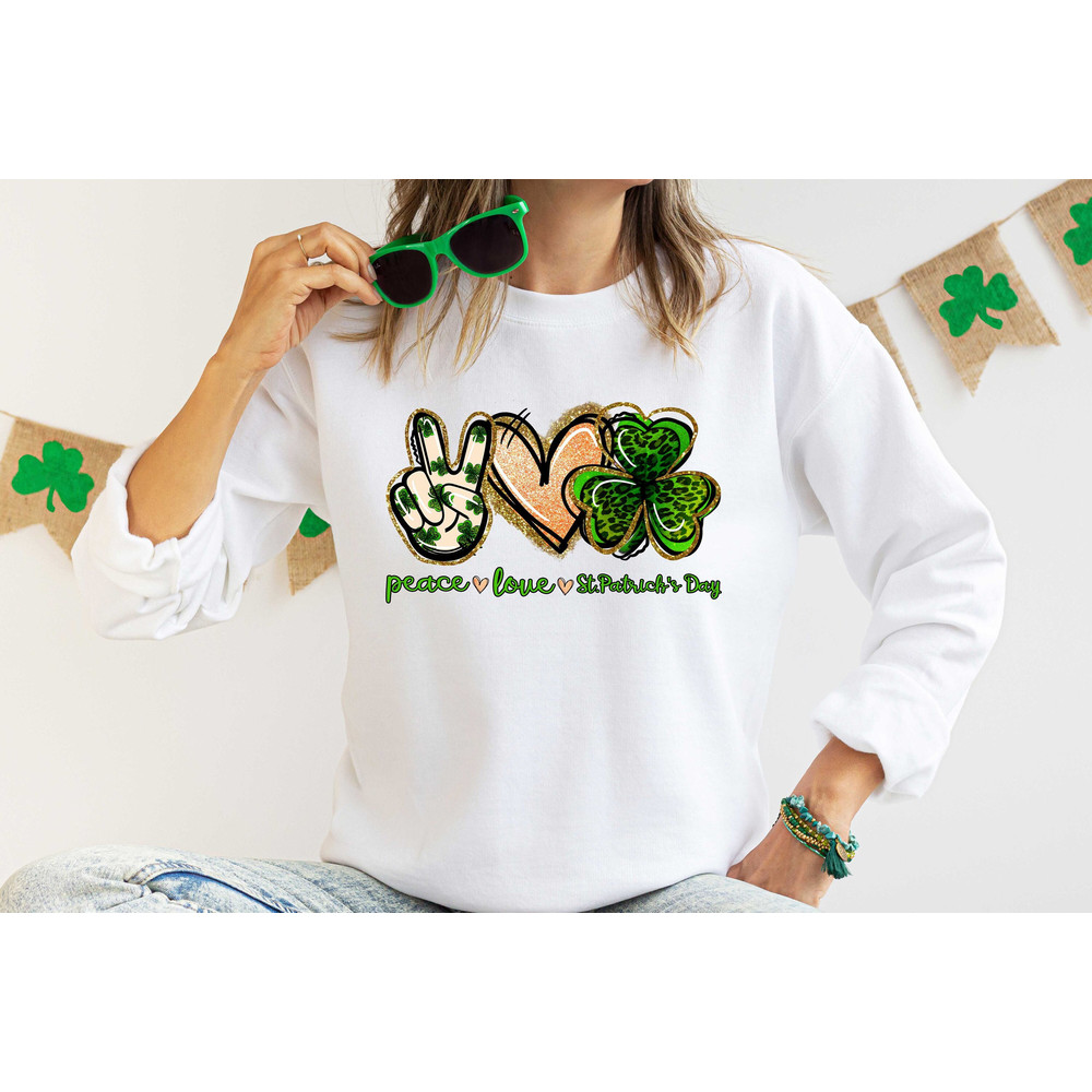 Peace Love Paddy's Day Shirt, Lucky Tshirt, Irish T Shirt, Shamrocks T-Shirt, St Patricks Day, St Paddy's Day, Family Matching Gift Tee - 1.jpg