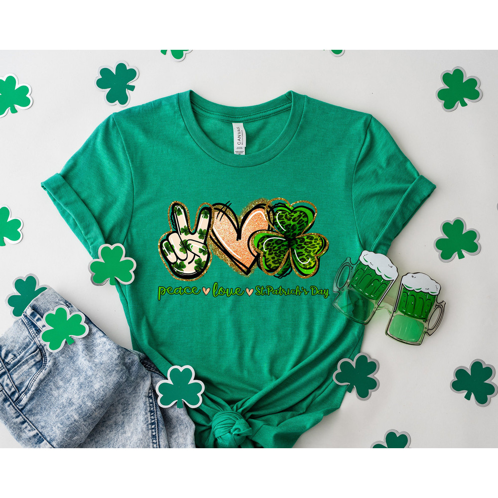 Peace Love Paddy's Day Shirt, Lucky Tshirt, Irish T Shirt, Shamrocks T-Shirt, St Patricks Day, St Paddy's Day, Family Matching Gift Tee - 3.jpg