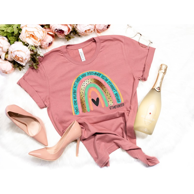 Rainbow Teach Love Inspire, Valentines Day Shirt, Gift for her, Valentine's Day Gift, Valentine Gift,Teacher Life Shirt,Teacher Gift - 1.jpg