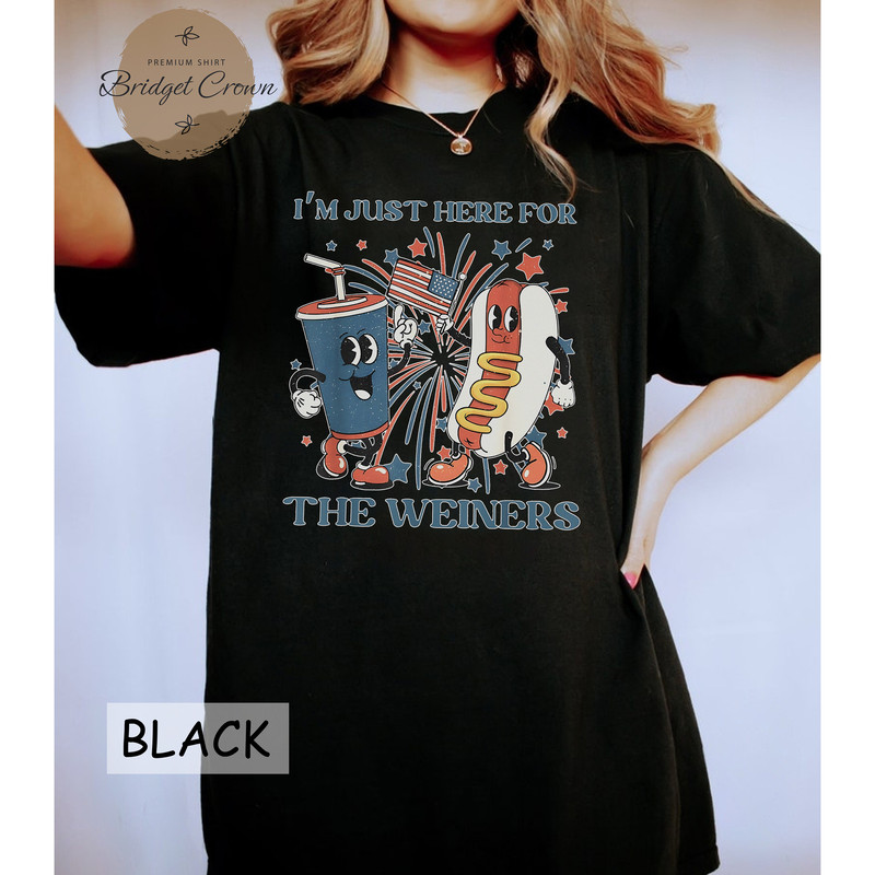 Just Here For The Wieners Shirt for 4th of July, Retro 4th Of July Shirt, Funny Hot Dog Shirt, Independence Day Gift, Patriotic America Tee - 4.jpg