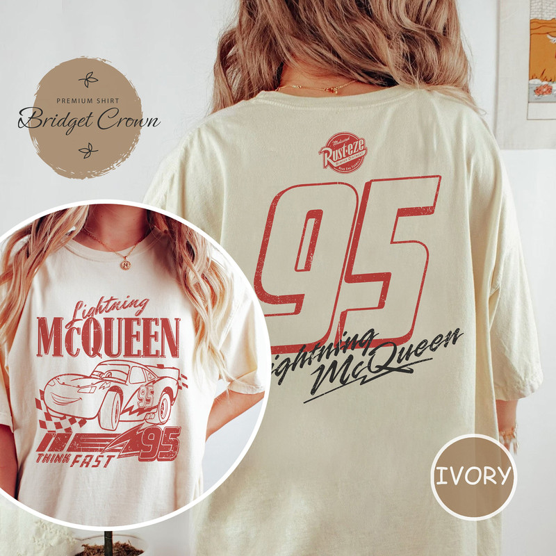 Retro Lightning McQueen Number Back Shirt, Disney Cars Shirt, Lightning McQueen Comfort Colors Shirt, Pixar Cars Shirt, Disney Cars Land Tee - 1.jpg