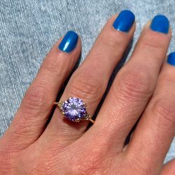 Lavender Amethyst Ring - Statement Ring - Gold Ring - Engagement Ring - Prong Ring - Round Ring - Cocktail Ring