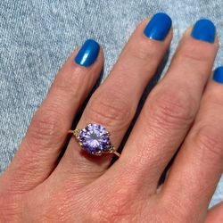 lavender amethyst ring - statement ring - gold ring - engagement ring - prong ring - round ring - cocktail ring