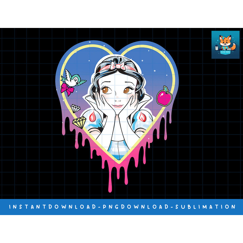 Disney Princess Snow White Pretty Heart Drips png, sublimate, digital print.jpg