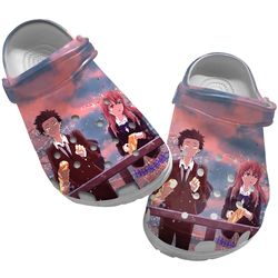 a silent voice clog shoes unisex, a silent voice crocs, manga clog shoes, anime crocs, anime sandals, manga crocs