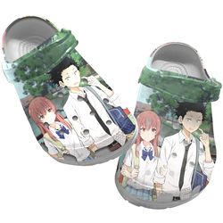 a silent voice clog shoes unisex, a silent voice crocs, manga clog shoes, anime sandals, manga crocs, anime crocs