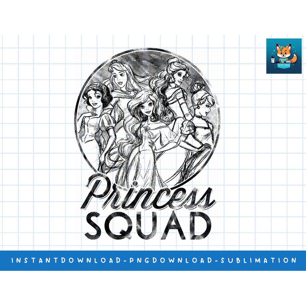 Disney Princess Squad Ariel Belle Line Art T-Shirt C1 png, sublimate, digital print.jpg