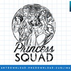 disney princess squad ariel belle line art t-shirt c1 png, sublimate, digital print