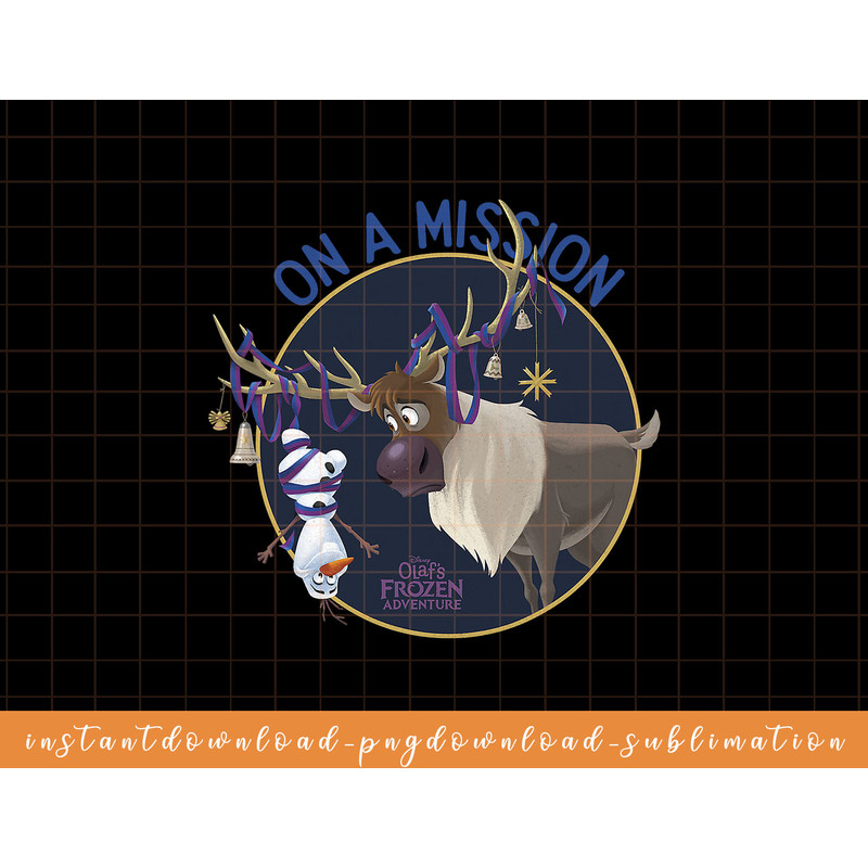 Disney Frozen Olaf Sven Ribbon Bells Circle Design T-Shirt png, sublimate, digital download.jpg