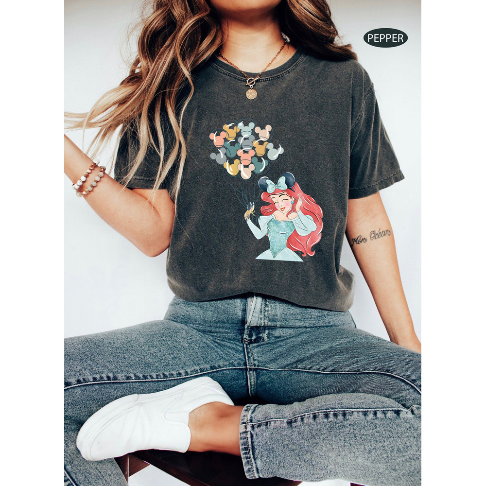 Retro Little Mermaid Shirt, Ariel Princess shirt, Disney Princess Shirt, Disney Balloon Shirt, Disney Family Trip Shirt, Disneyland Shirt - 3.jpg