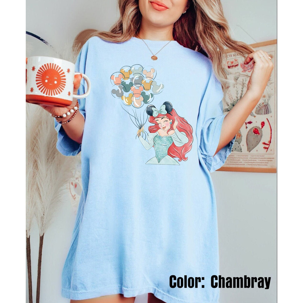 Retro Little Mermaid Shirt, Ariel Princess shirt, Disney Princess Shirt, Disney Balloon Shirt, Disney Family Trip Shirt, Disneyland Shirt - 5.jpg
