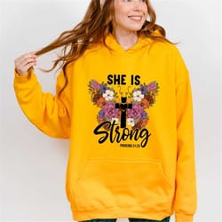 she is strong kids sweatshirt, kids retro hoodie, best christian toddler sweatshirt, inspirational kids tee, trendy chil