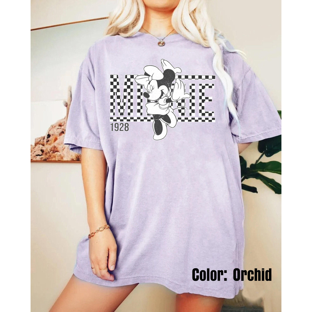 Retro Minnie Mouse Shirt, Vintage Minnie Checkered Shirt, Women Disneyworld Shirts, Disney Family Vacation, Classic Minnie, Disney Trip Tee - 5.jpg