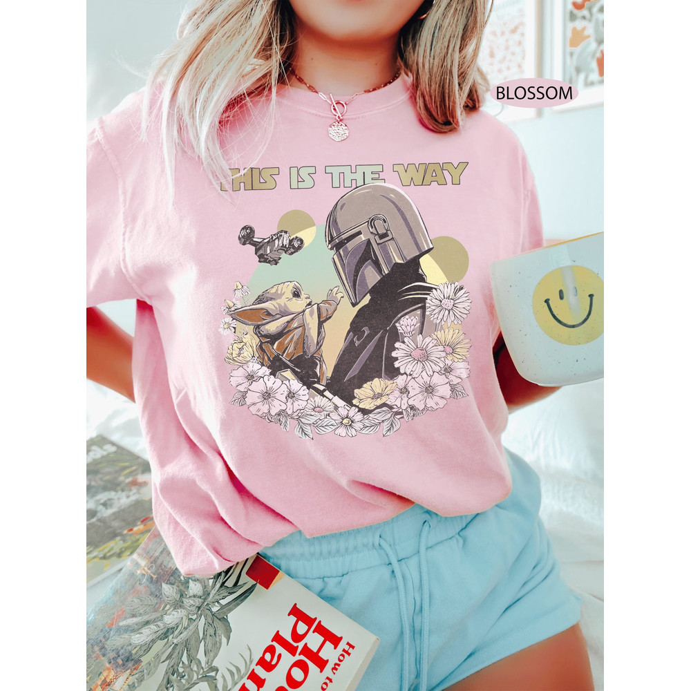 Vintage Star Wars Shirt, This Is The Way Comfort Colors Shirt, Vintage Floral Star War, The Mandalorian Shirt, Disney Star Wars, Disney Trip - 3.jpg