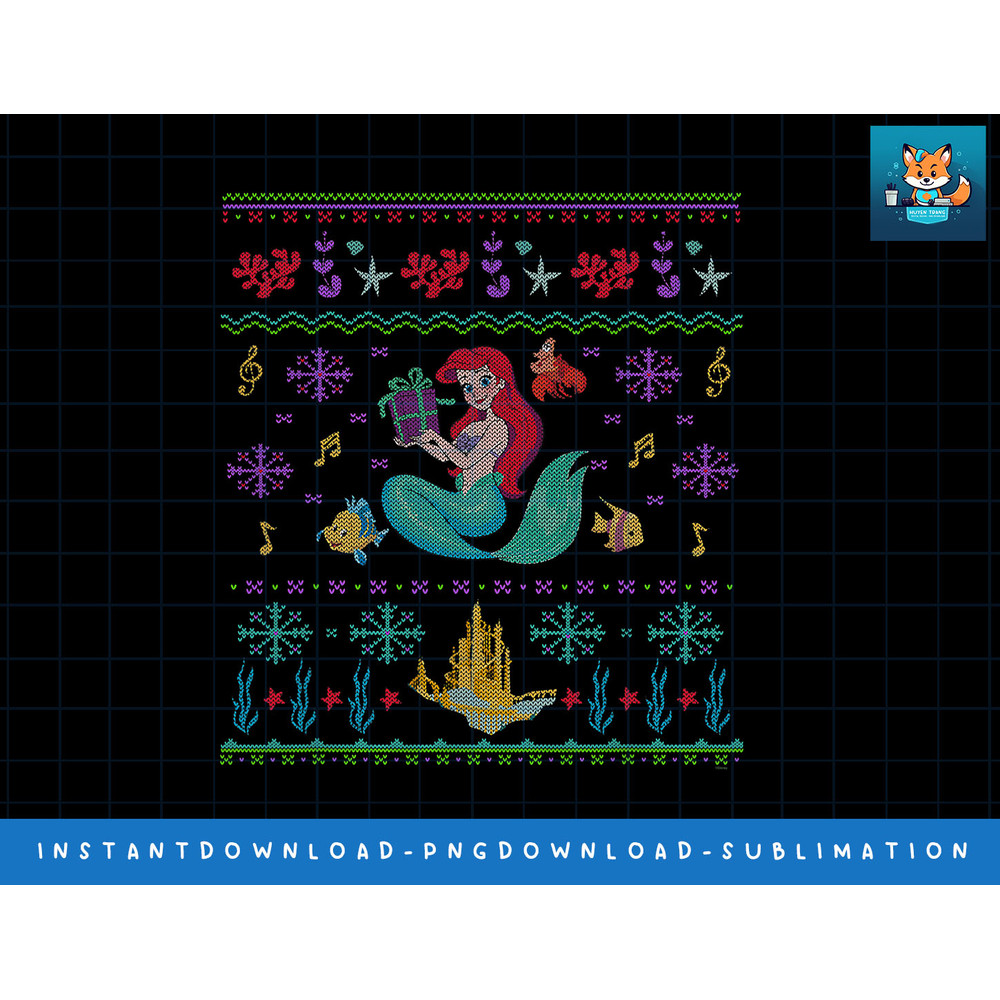 Disney Princess The Little Mermaid Ariel Christmas Sweater png, sublimate, digital print.jpg