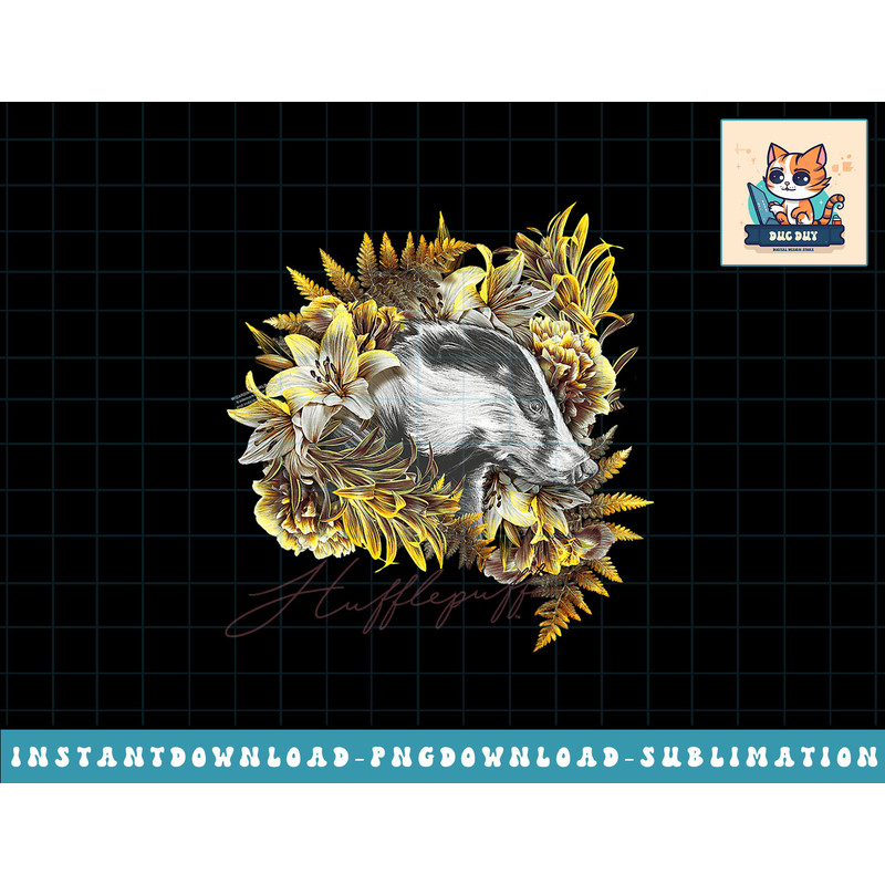 Harry Potter Hufflepuff Floral Badger Mascot png, sublimate, digital download.jpg