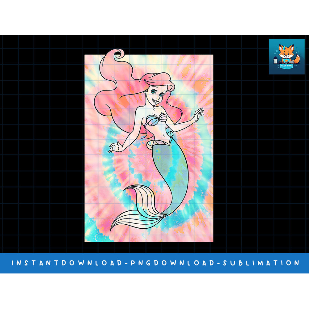 Disney Princess The Little Mermaid Tie Dye Ariel png, sublimate, digital print.jpg