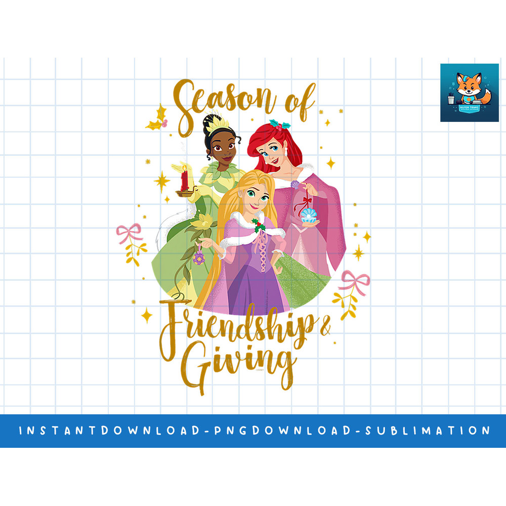 Disney Princess Tiana Ariel Rapunzel Friendship and Giving png, sublimate, digital print.jpg