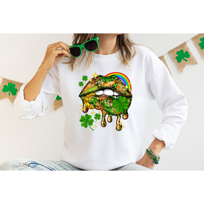 St Patricks Lips Shirt, Leopard Lips Shirt, Lucky Shirt, St Patricks Day Shirt, Irish Day Shirt, Clover Shirt, Women St Paddy Day Shirt - 3.jpg