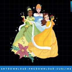 disney princess tiana cinderella and belle christmas holiday png, sublimate, digital print