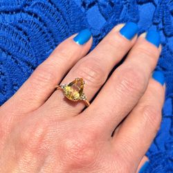 Citrine ring - November Birthstone - Statement Ring - Gold Ring - Engagement Ring - Teardrop Ring - Cocktail Ring