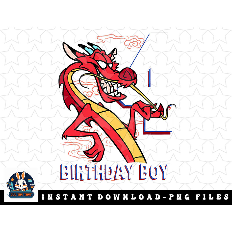 Disney Mulan 4th Birthday Boy Mushu Portrait png, sublimation, digital download.jpg