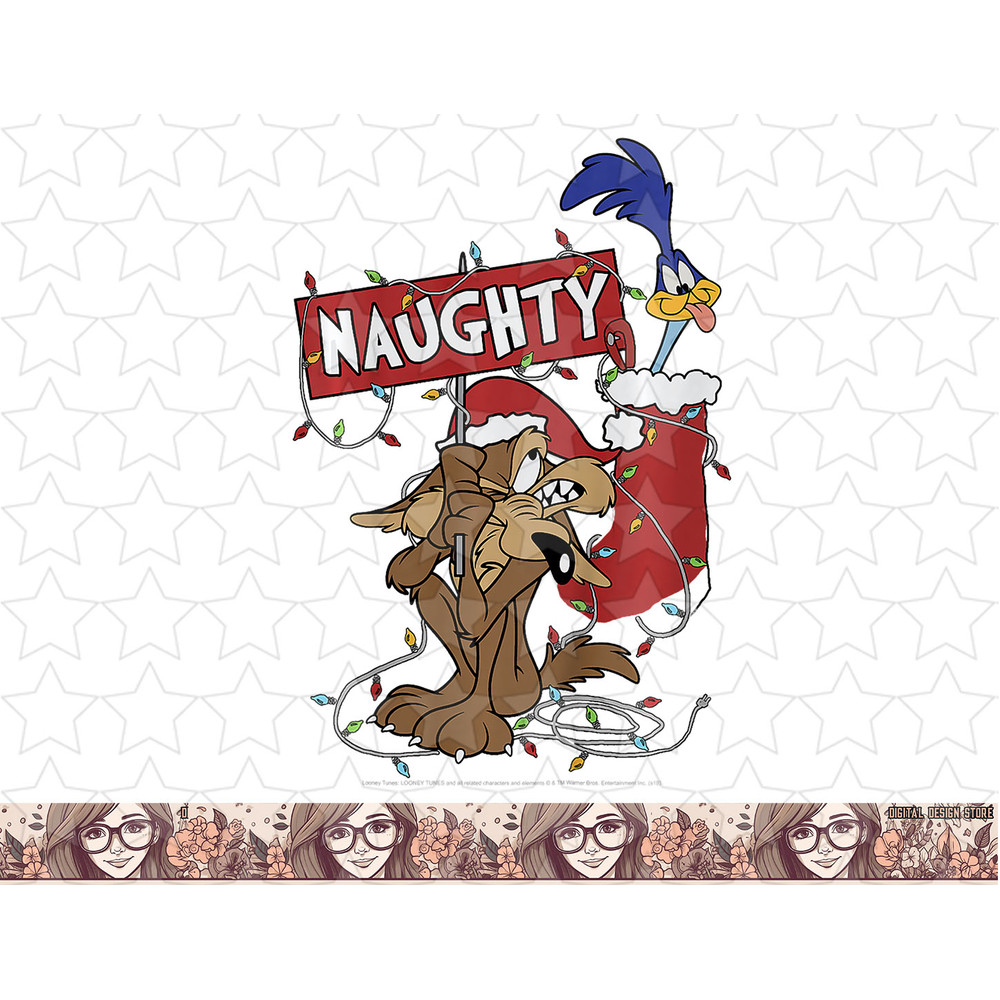 Kids Looney Tunes Christmas Wile E. Coyote & Road Runner Naughty png, sublimation, digital download .jpg