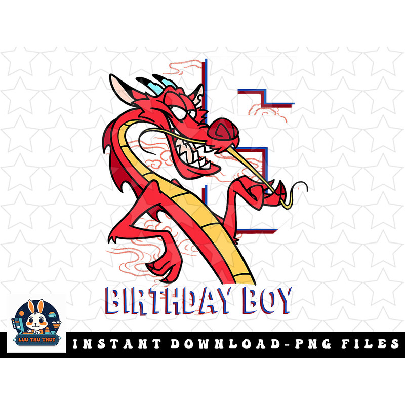 Disney Mulan 5th Birthday Boy Mushu Portrait png, sublimation, digital download.jpg