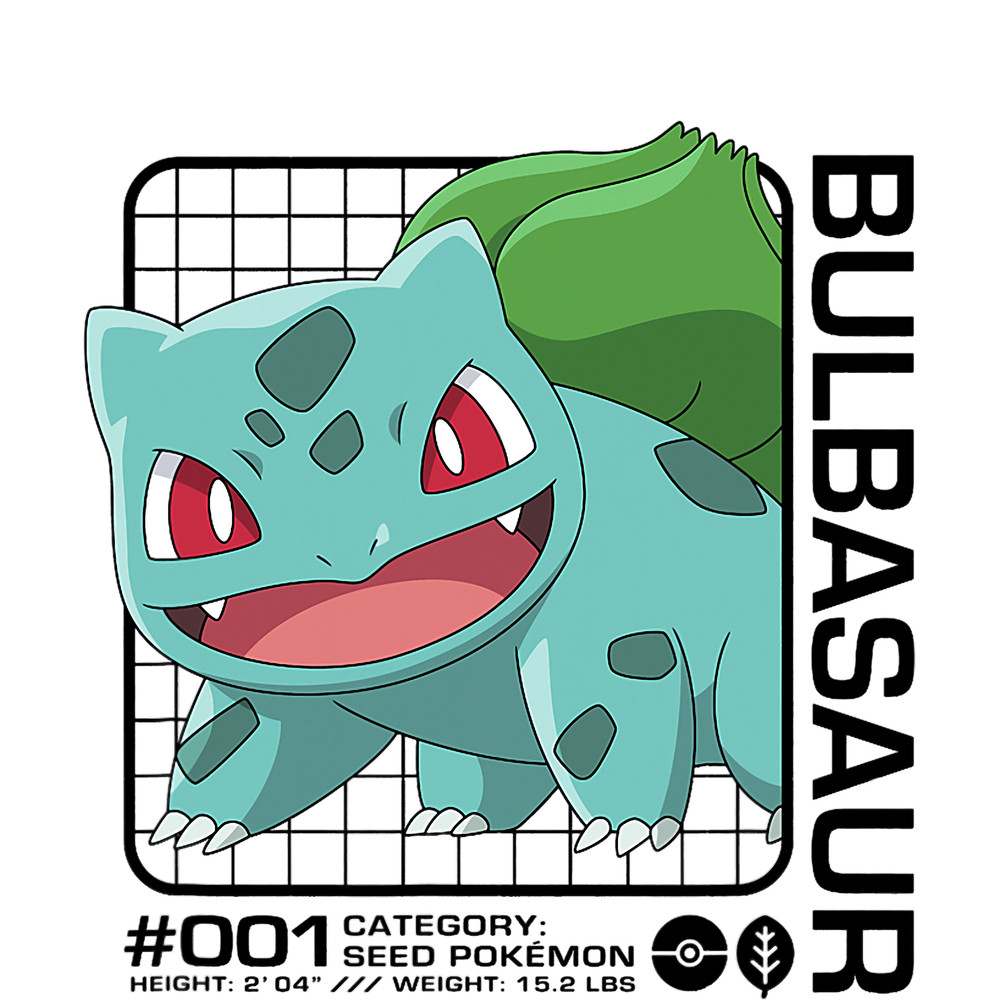Pokemon - Bulbasaur Stats T-Shirt.png