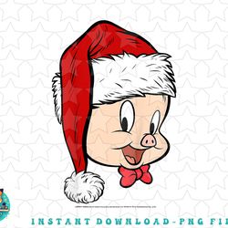 kids looney tunes christmas porky pig santa hat portrait png, sublimation, digital download