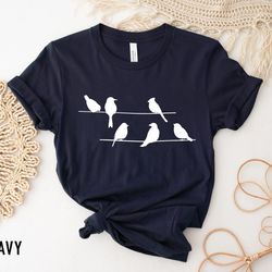 Birds t-shirt, Birds on a wire, Graphic womens shirt, Graphic birds, Nature shirt, animal, Gift for family, Brother, Sis