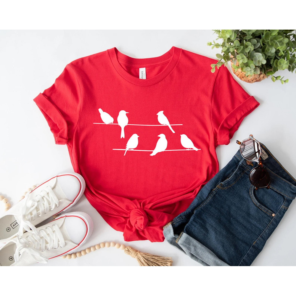 Birds t-shirt, Birds on a wire, Graphic womens shirt, Graphic birds, Nature shirt, animal, Gift for family, Brother, Sister Gift - 4.jpg