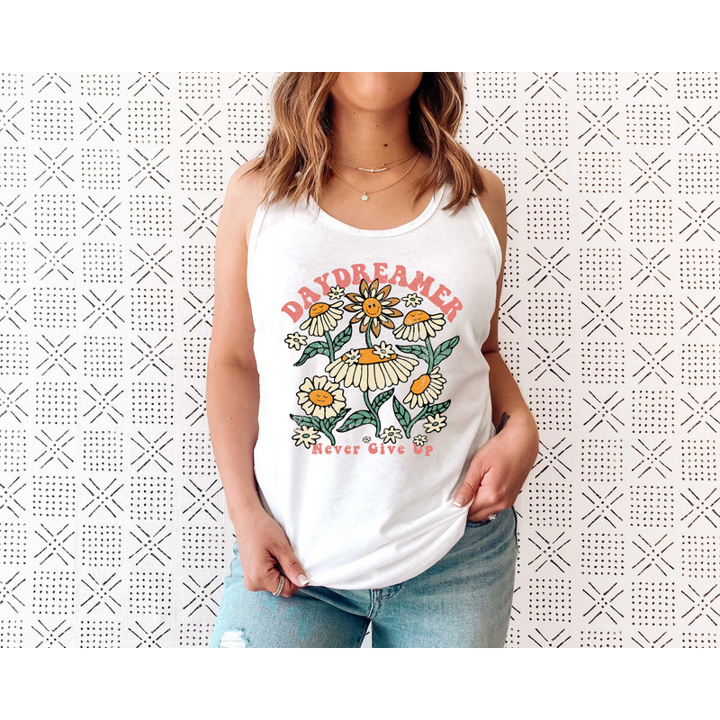 Boho Floral Tank T shirt, Hippie Tank, Daydreamer Top, Retro Tank Top, Floral Tank, Summer tee, Flowers T shirt, Garden Tee, Plants - 8.jpg