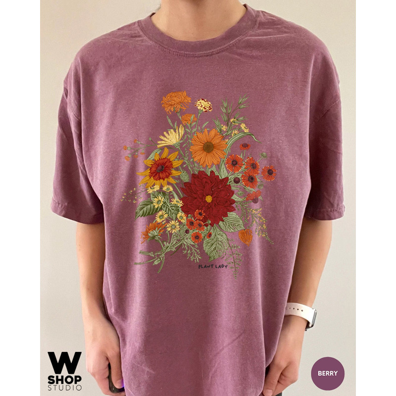 Botanical Shirt, Vintage Floral T-shirt, Flower Tee, Vintage Botanical, Wildflower Botanical Print, Oversized Shirt, Graphic Tshirt - 6.jpg