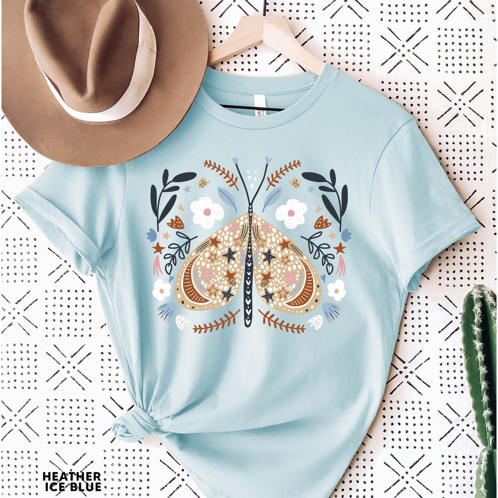 Celestial Shirt, Moth Butterfly T Shirts Moon Graphic Moon Phase Astrology Astronomy, Graphic Tees For Women, Boho, Vintage Spring Fashion - 3.jpg
