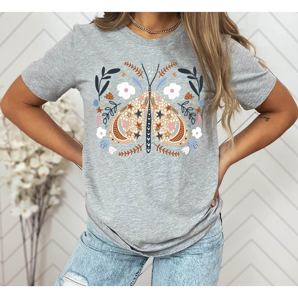 Celestial Shirt, Moth Butterfly T Shirts Moon Graphic Moon Phase Astrology Astronomy, Graphic Tees For Women, Boho, Vintage Spring Fashion - 5.jpg