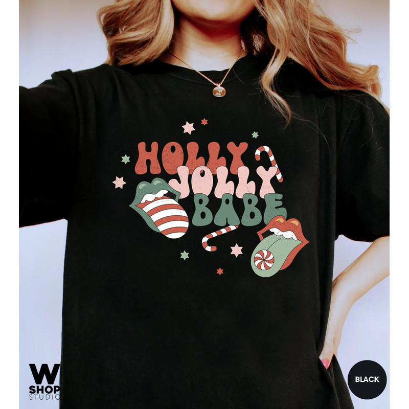 Christmas Holly Jolly Babe Shirt, Comfort Colors, Retro Christmas T-shirt, Retro Xmas Holiday Apparel, Vintage Christmas Shirt - 8.jpg
