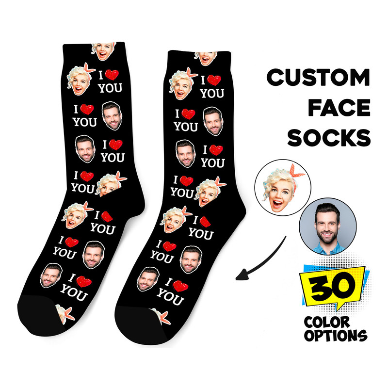 Custom Face Socks, Anniversary Photo Personalized Socks, Valentine i love you Socks, Gift for Her, Girlfriend Boyfriend Gift, Picture Socks - 1.jpg