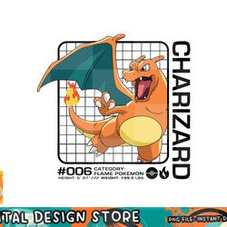 pokemon - charizard stats png, digital prints, sublimation