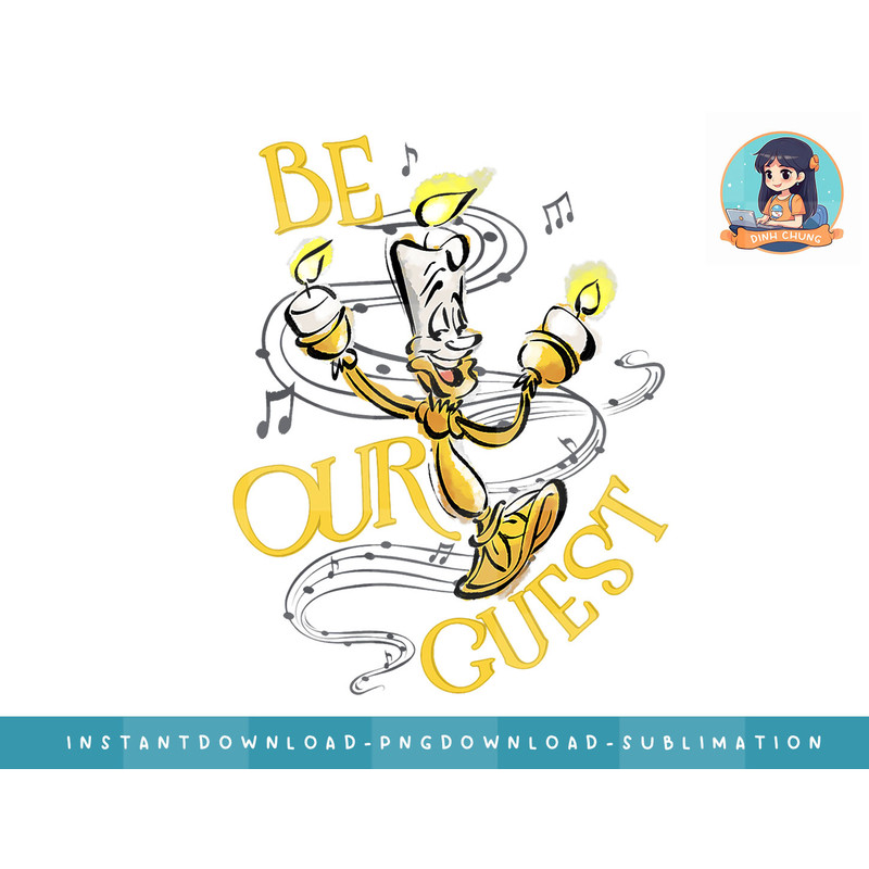 Disney 100 Beauty and the Beast Be Our Guest Lumiere Poster png, sublimation, digital download.jpg